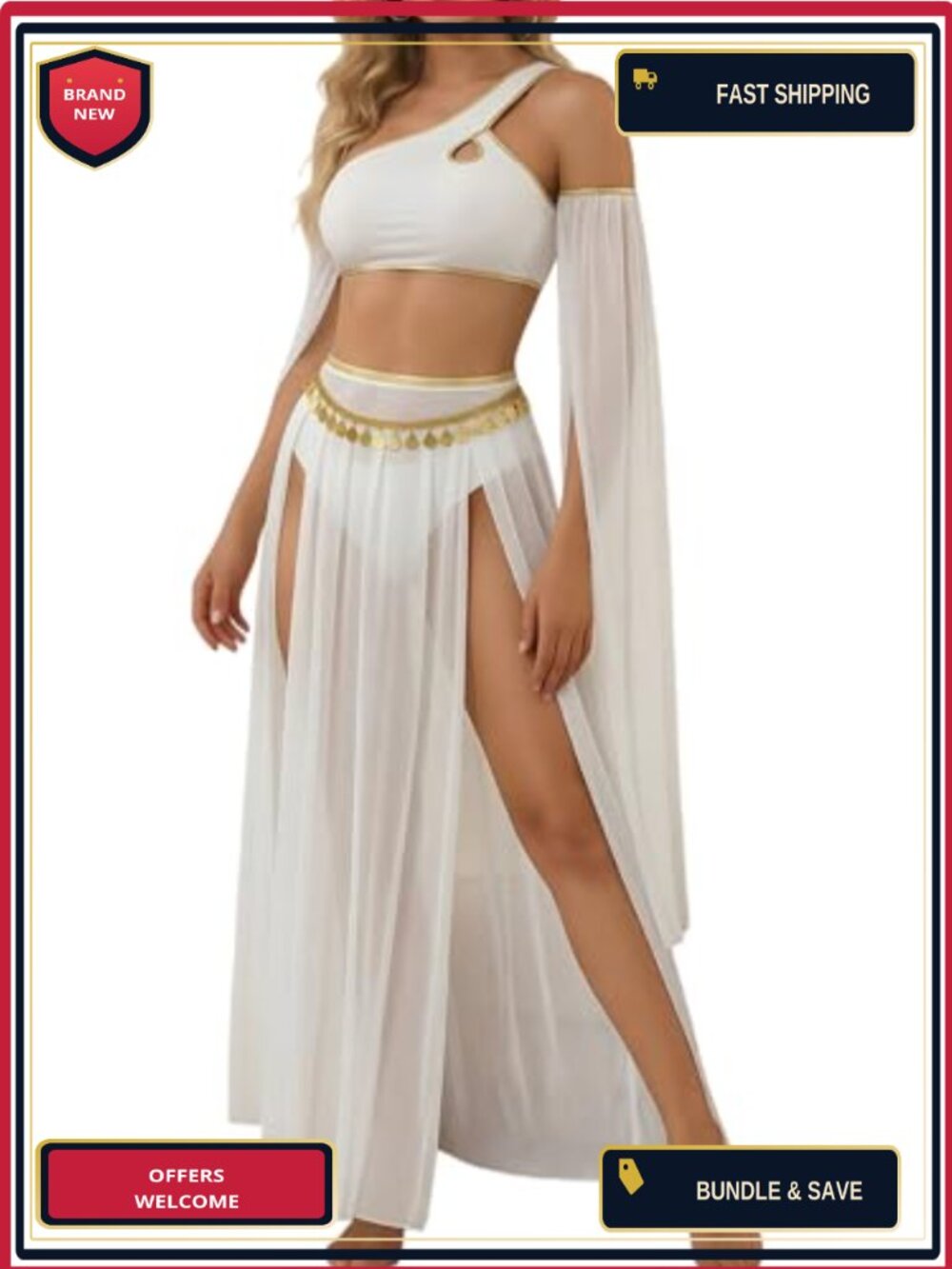 SEAUR Exotic Lingerie Set Slit Skirt Bra Panties Mesh Sleeves Cosplay Dance